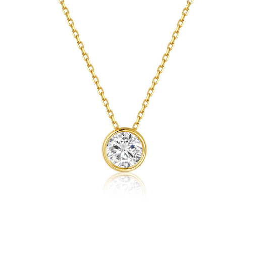 All-Matching14k Gold Bubble Necklace with Cultivated Diamonds0.5Carat k Gold Platinum Genuine Diamond Clavicle Chain Temperament