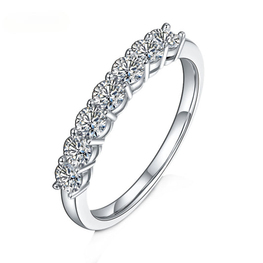 Luxury Fashion Seven-Star Moissanite Ring s925Sterling Silver Inlaid Moissanite Gemstone Stackable Ring New Style