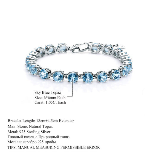 Natural Stone Topaz Bracelet for Women Style diy Princess Best Friend s925Sterling Silver Color Crystal Bracelet