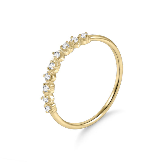Minimalist Style Personality Ring Golden Dawn Series s925Sterling Silver Plated18k Gold Inlaid Moissanite Ring for Men and Women