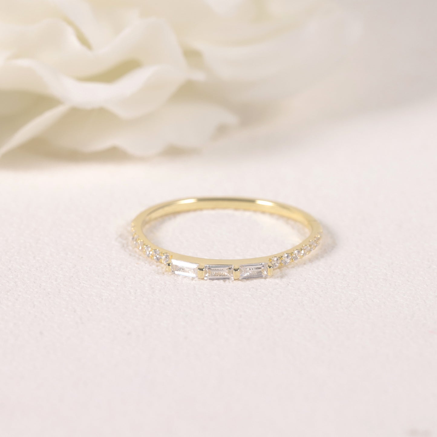 Casual Style Versatile Gold-Filled Ring s925Sterling Silver Moissanite Gold Dawn Series Ring Thin Export