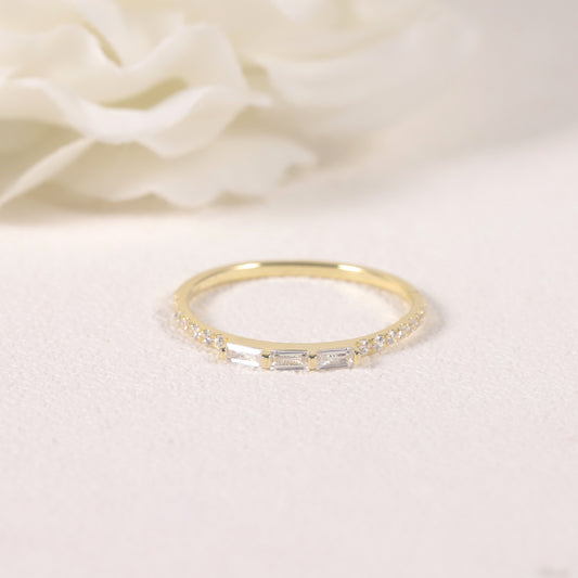 Casual Style Versatile Gold-Filled Ring s925Sterling Silver Moissanite Gold Dawn Series Ring Thin Export