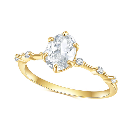 Affordable luxury fashion S925Sterling Silver Inlaid5A Zircon Ring Elegant and Simple Style Gemstone Plated14k Gold ring
