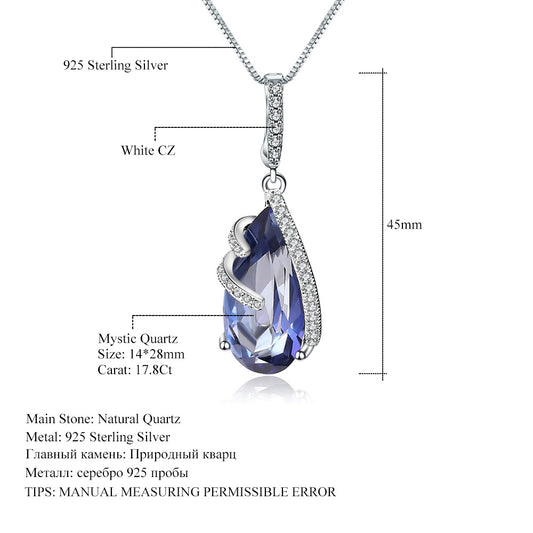 Luxurious Design Gemstone Pure Silver Pendant Necklace with Unique Style s925Silver Inlaid Crystal Necklace Pendant