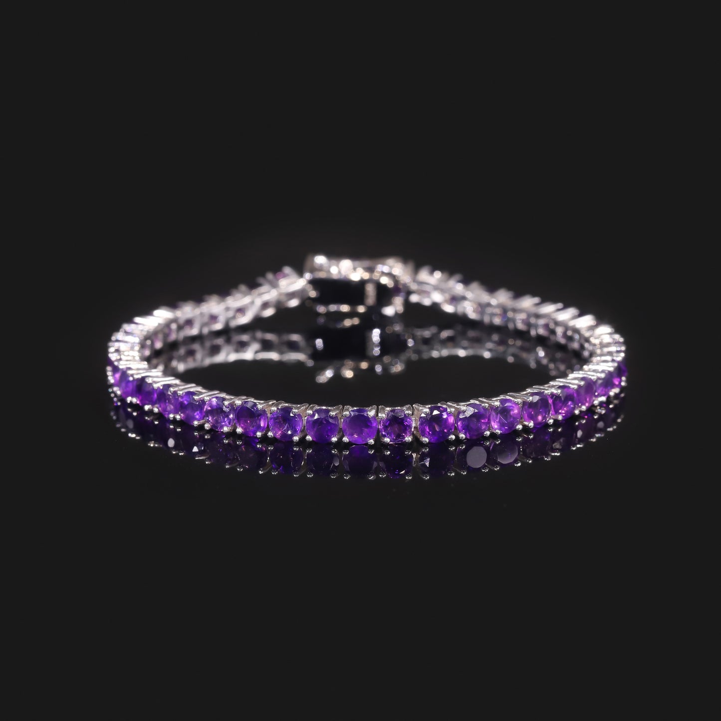 Romantic Whitening Bracelet Purple3/4/5mm Tennis Chain s925Sterling Silver Bracelet with Natural Amethyst
