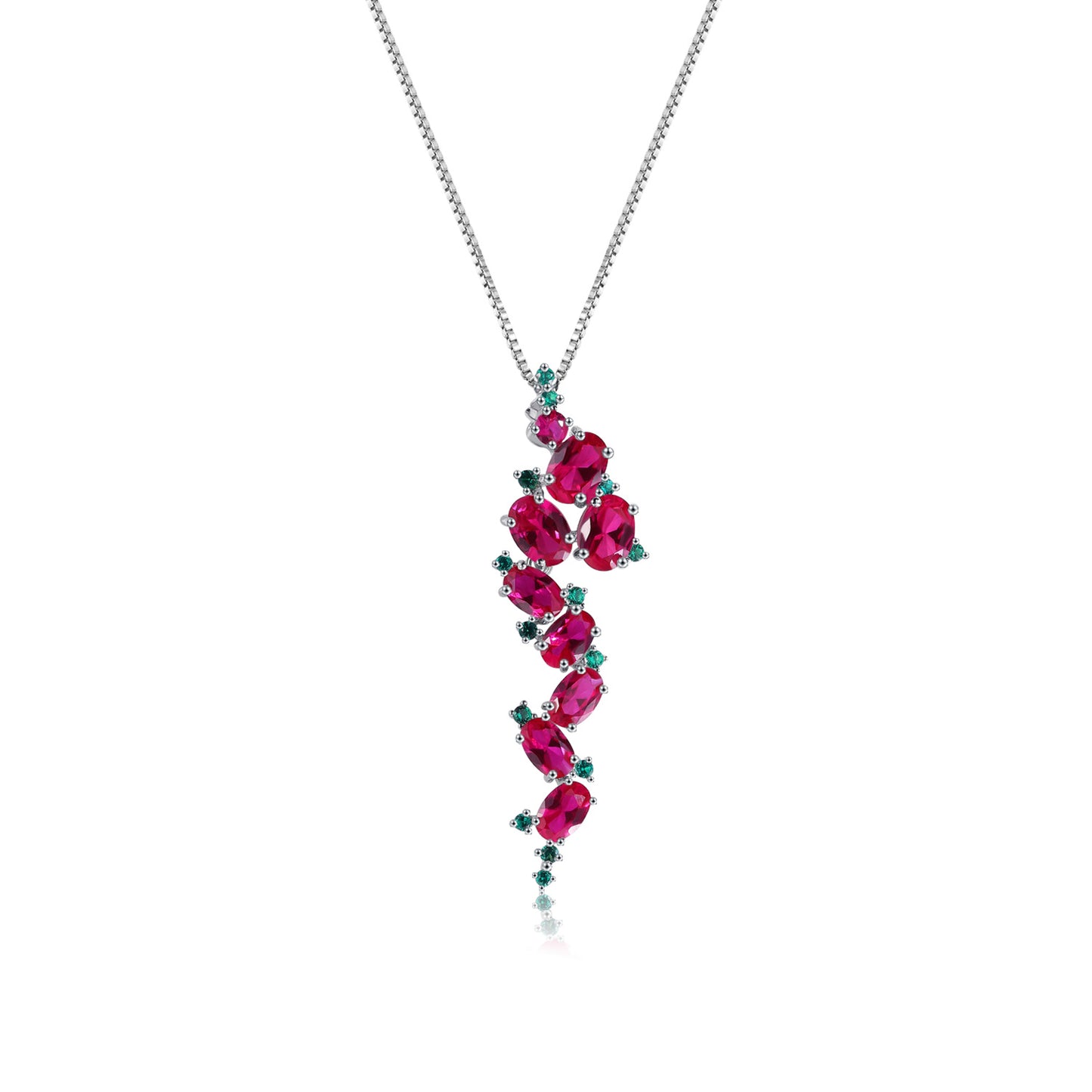 Original Design Italian Craft Luxury Pendant High-end Feel s925Sterling Silver Cultivated Ruby Necklace and Earring Set