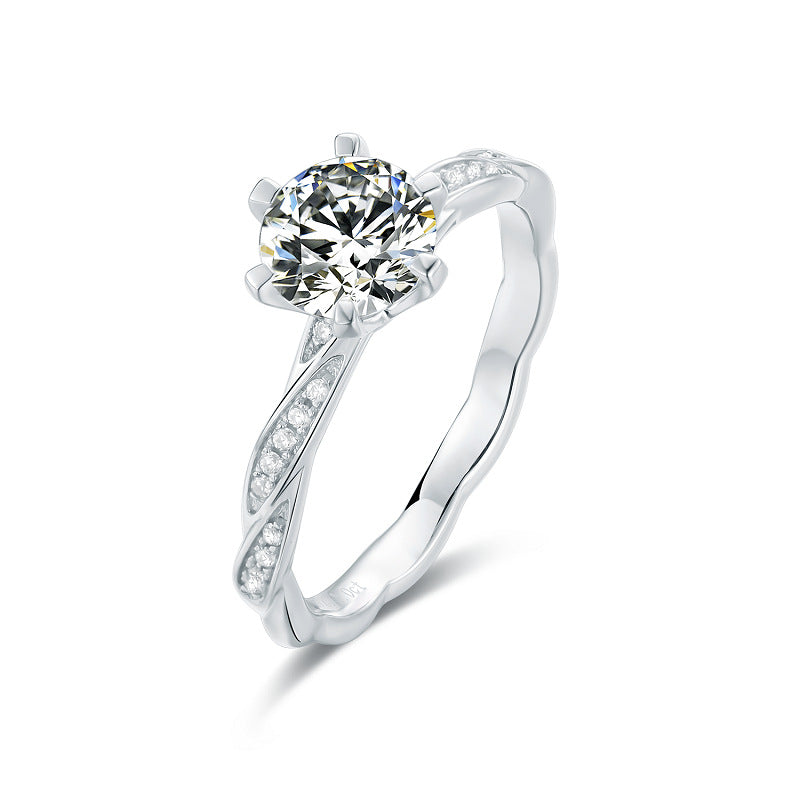 Fashionable and Luxurious Moissanite Ring s925Sterling Silver Finger Ring with Inlay1Carat Gemstone Moissanite Ring Wedding Ring