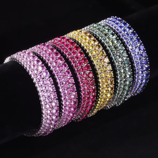 Classy Jewelry Bracelet3/4/5mm Tennis Chain s925Sterling Silver Inlaid Cultivated Sapphire Moissanite Bracelet New Style