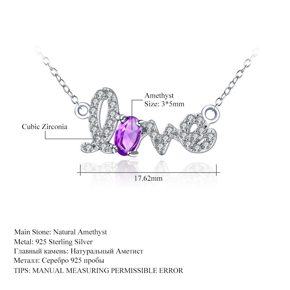 Natural Amethyst Original Design Jewelry Set s925Silver Inlaid Ring Bracelet Necklace Three-Piece Set