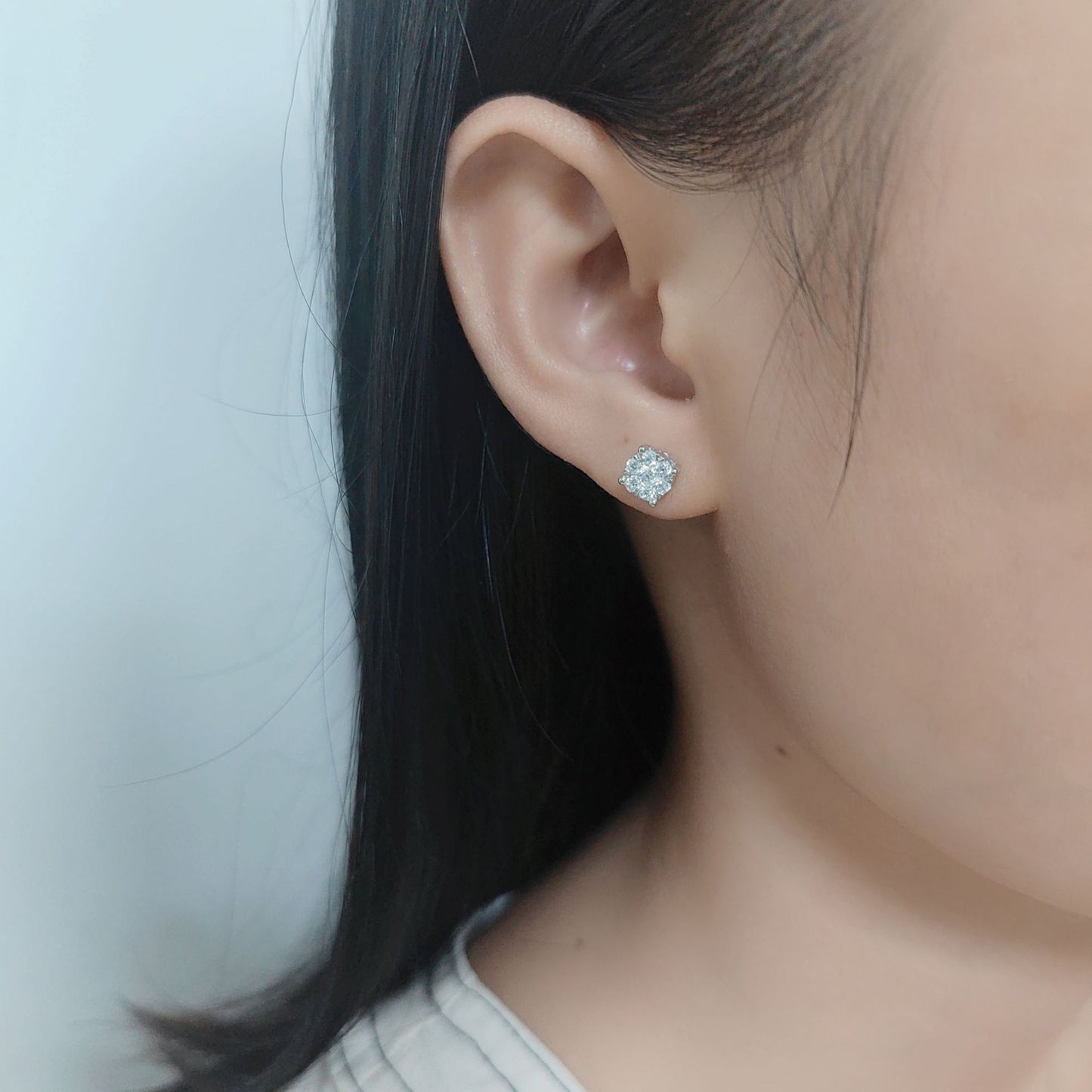 Commuting Luxury9/10/14/18k Rose Gold White Gold Yellow Gold Stud Earrings Cluster Small Diamond Cultivated Diamond Stud Earrings