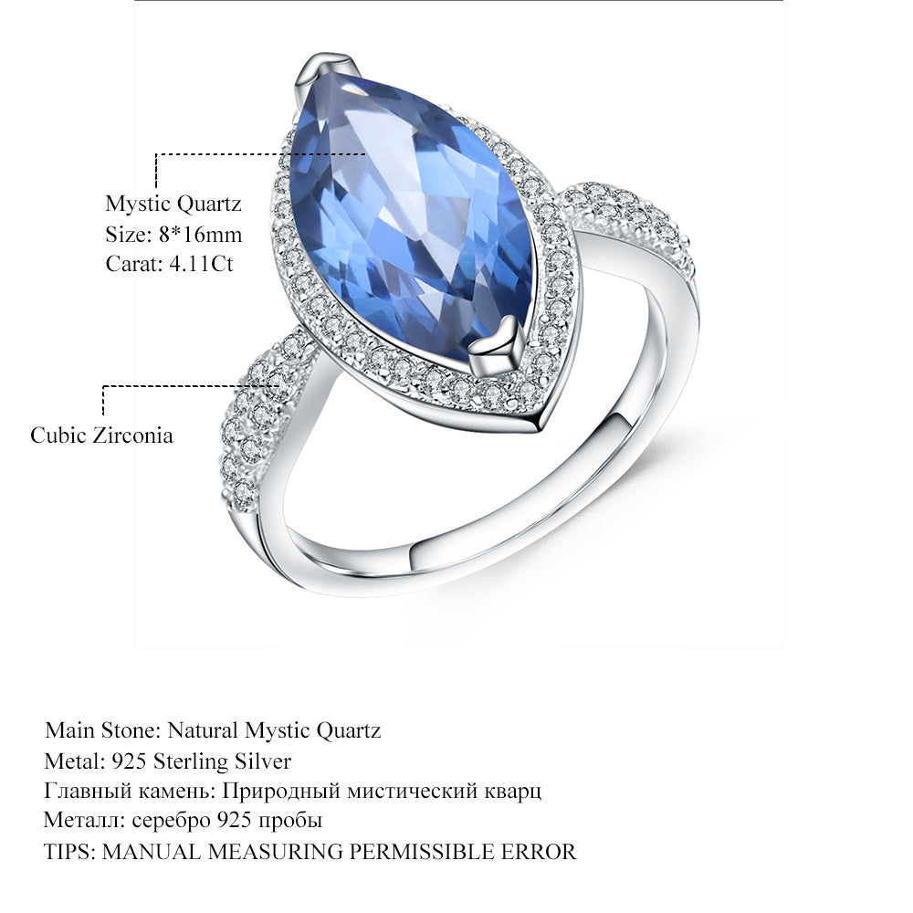 Luxurious Design Natural Gemstone Amethyst Topaz Ring Fashion s925Silver natural gemstone ring