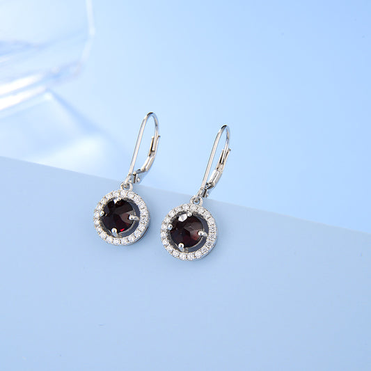 Luxury Natural Gemstone Earrings Fashionable and Elegant s925Sterling Silver Inlaid Sapphire Emerald Stud Earrings