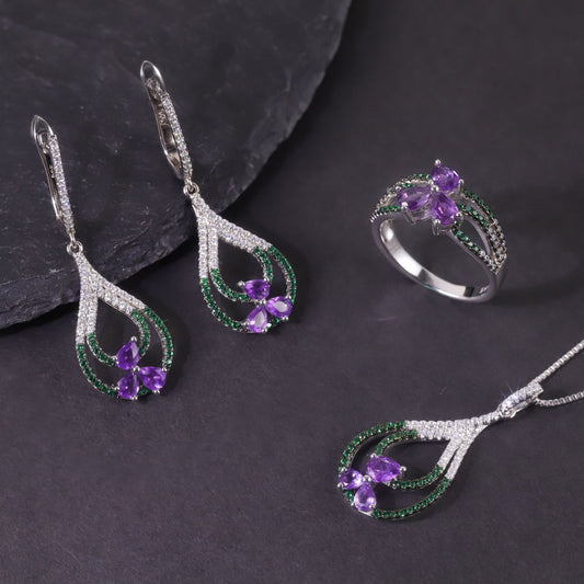 Fresh and Sweet Natural Topaz Necklace s925Sterling Silver Inlaid Translucent Amethyst Pendant High-end Jewelry