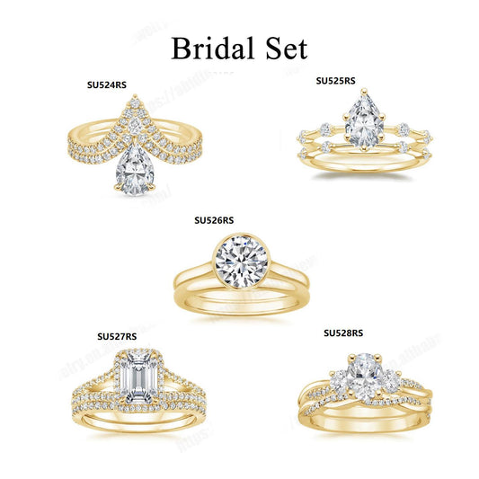 Premium Series Ring Set s925Sterling Silver Inlaid with Moissanite1Carat V Engagement Ring Fine Craft Stacking Ring