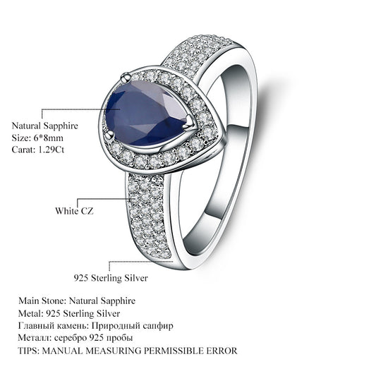 S925Sterling Silver Ring for Men and Women, Internet Celebrity High-End Jewelry, Sapphire Topaz Ring