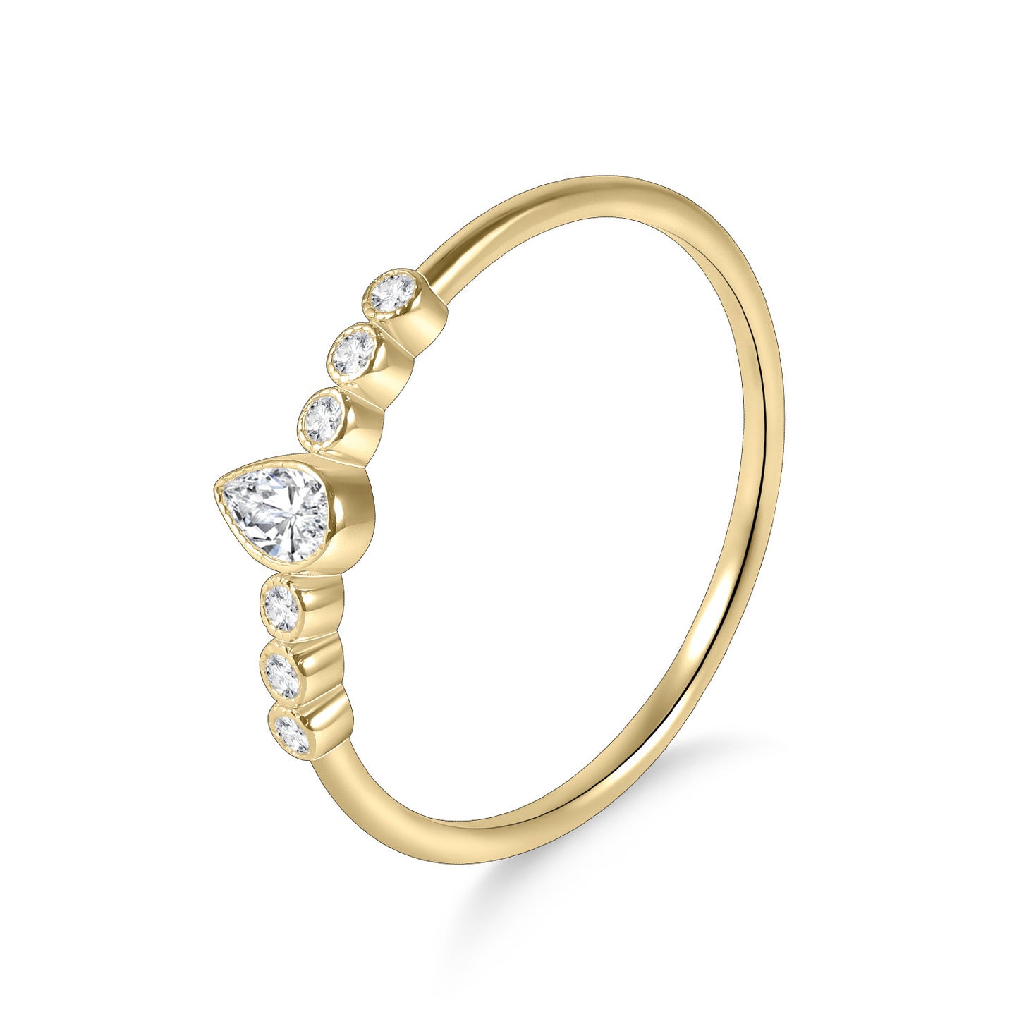Business Style Commuter Ring Golden Dawn Series s925Sterling Silver Inlaid Moissanite Ring Thin Men and Women Can Be Stacked