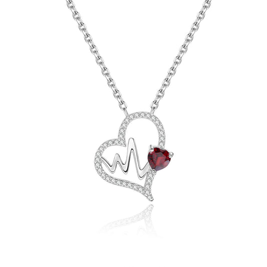 Heart-shaped Gemstone Necklace925Sterling Silver Natural Crystal Topaz Garnet Necklace Gift for Her