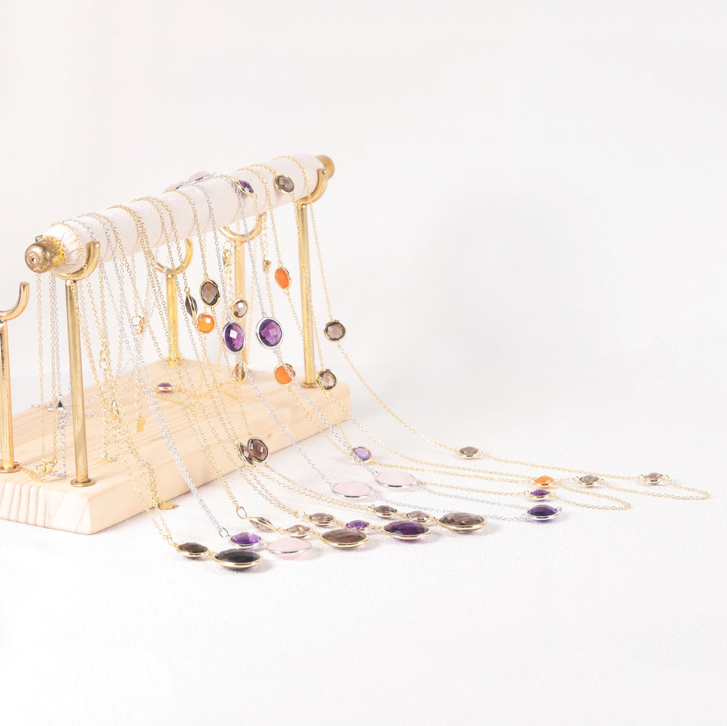 Bohemian Style Earrings s925Silver Inlaid Natural Crystal Earrings Colorful Gemstone Long Earrings