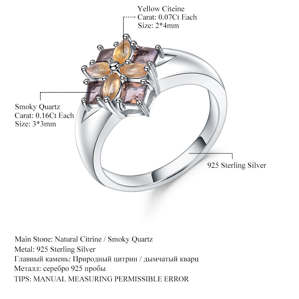 Luxurious Design Natural Gemstone Ring for Women Fashion Temperament s925Sterling Silver Inlaid Natural Gemstone Ring