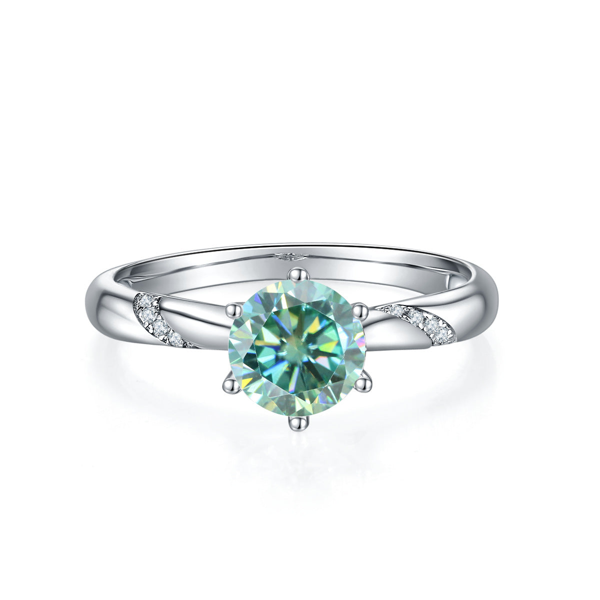 1Carat Green Moissanite Ring Set GRA Certificate s925Silver Six-Claw Moissanite Ring Wholesale