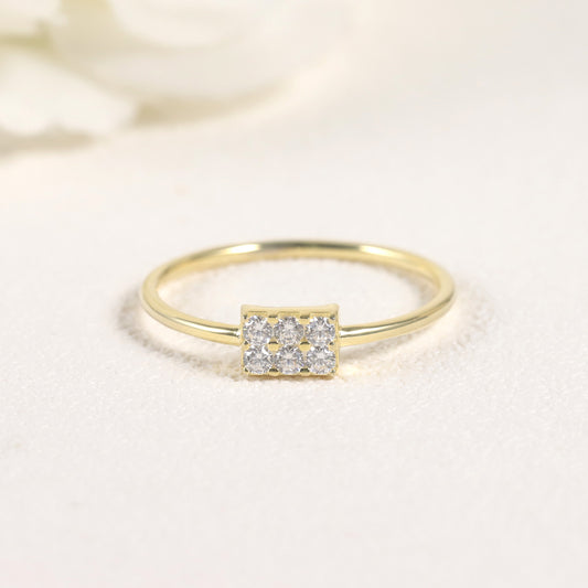 Korean Style Geometric Golden Dawn Series Ring s925Sterling Silver Moissanite Ring Business Exquisite Small Ring