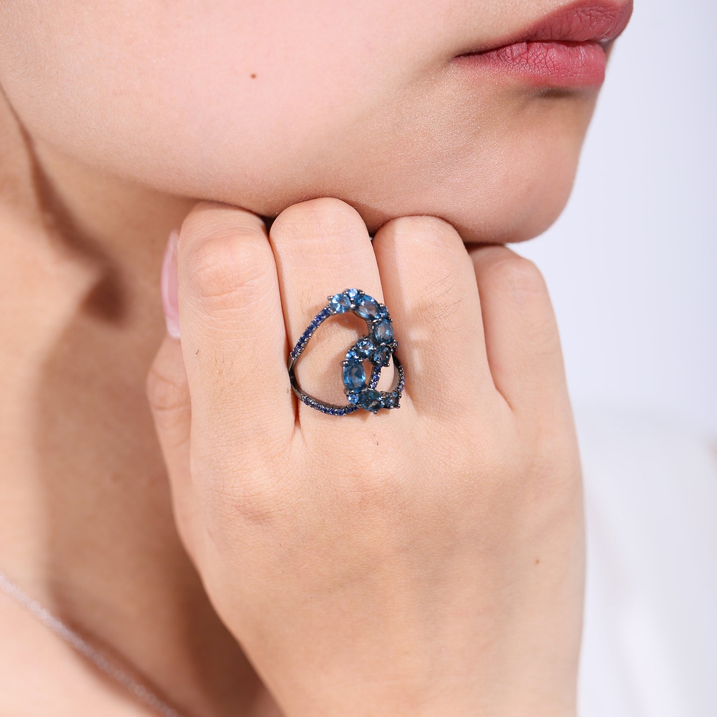 New Original Design Natural Colorful Gemstone Ring for Men and Women, Niche Irregular S925Sterling Silver Topaz Ring