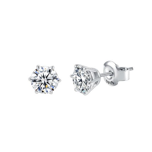 s925Sterling Silver Plated18k Golden Eagle Claw Earrings0.8/1/1.5/2Classic Simple Moissanite Earrings