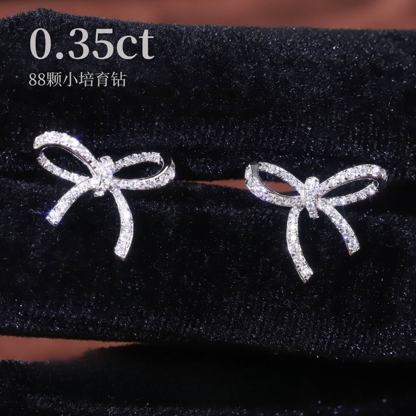 High-Quality Sweet Bowknot Diamond-Studded Earrings Full Body9/10/14/18k Gold Cultivated Diamond Earrings