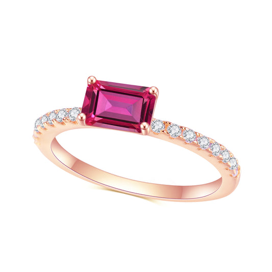 S925Sterling Silver Inlaid Cultivated Ruby Ring Fashionable Elegant Simple Style Light Luxury Rose Gold Ring