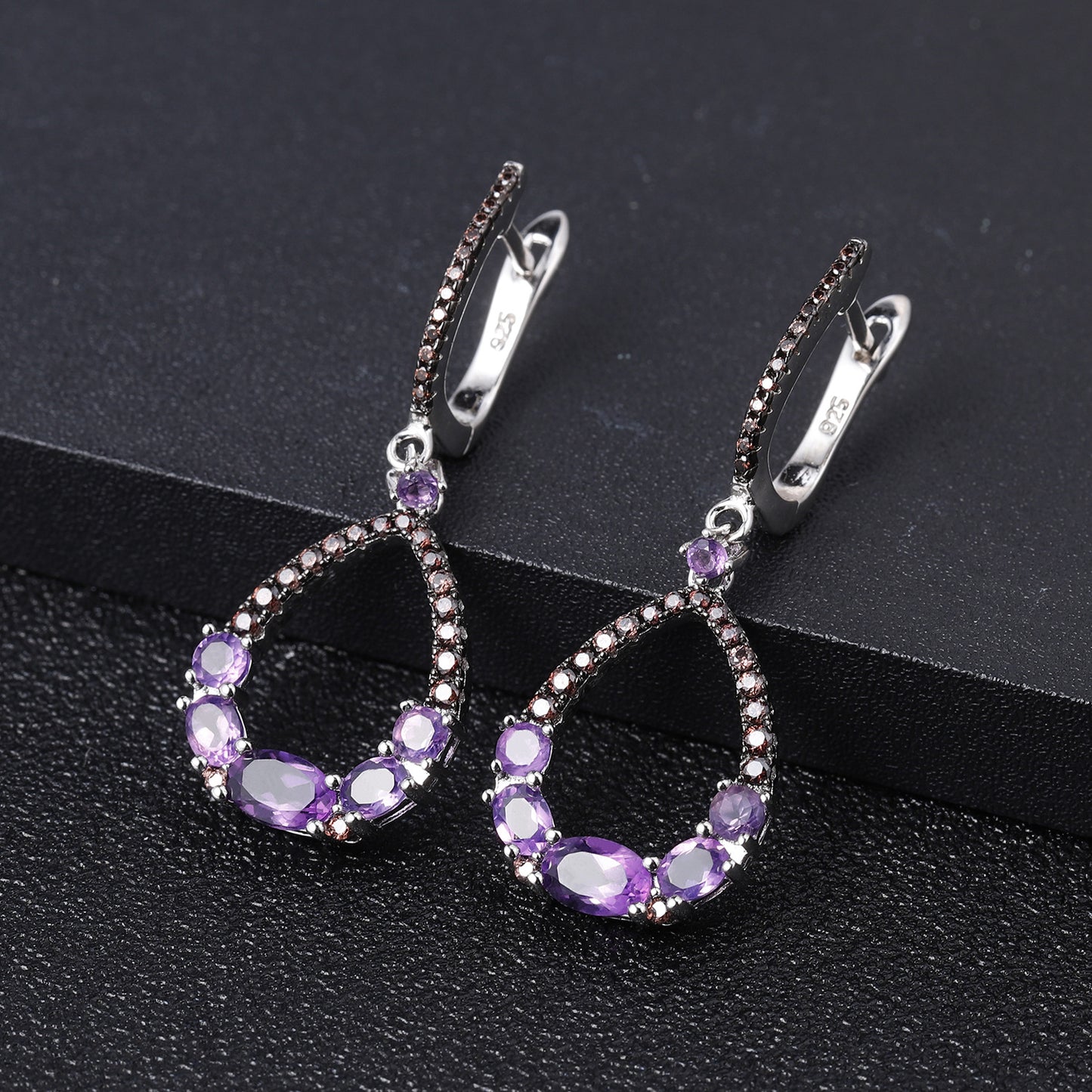 Luxurious and High-End Natural Garnet Earrings with a Sense of Design Prosperous Series925Silver Inlaid Gemstone Stud Earrings