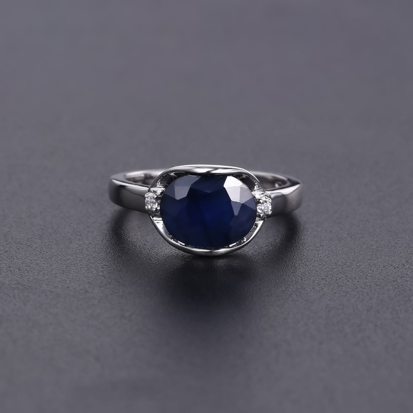 Luxurious Minimalist Design Natural Sapphire Ring Fashionable Exquisite Inlaid Natural Gemstone s925Silver Gemstone Ring