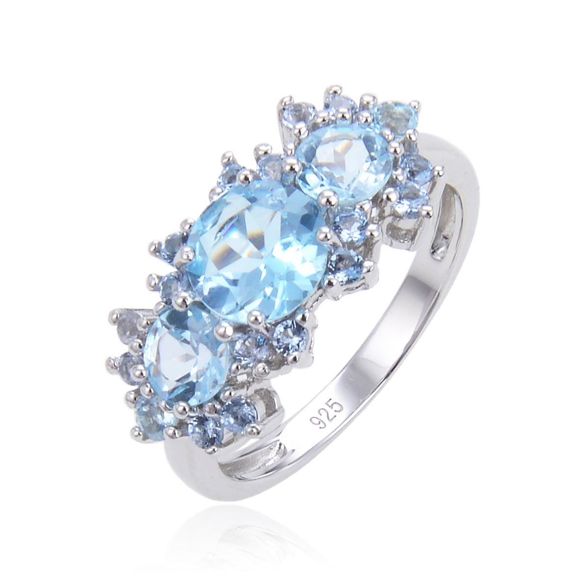 Factory Direct Supply Colorful Natural Stone Rings for Women Unique Fashion Retro s925Silver Inlaid Gemstone Ring