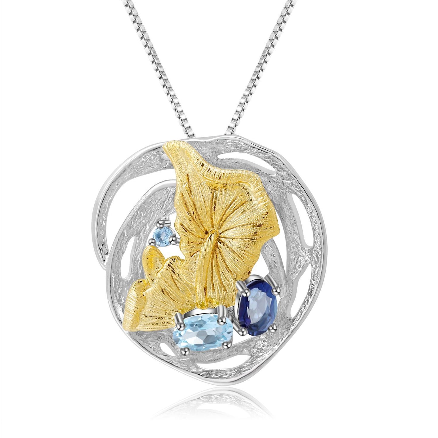 Designer High-End Gemstone Pendant Natural Style Design s925Sterling Silver Natural Gemstone Necklace Pendant