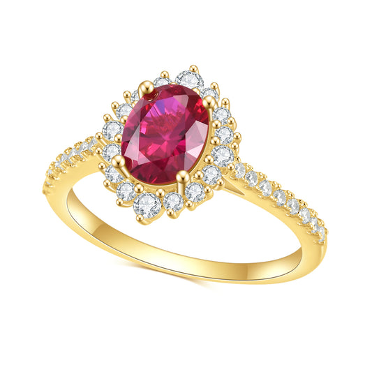 High-Grade Light Luxury S925Sterling Silver Inlaid Cultivated Ruby Ring Fashionable Exquisite Elegant Colorful Gemstone Ring