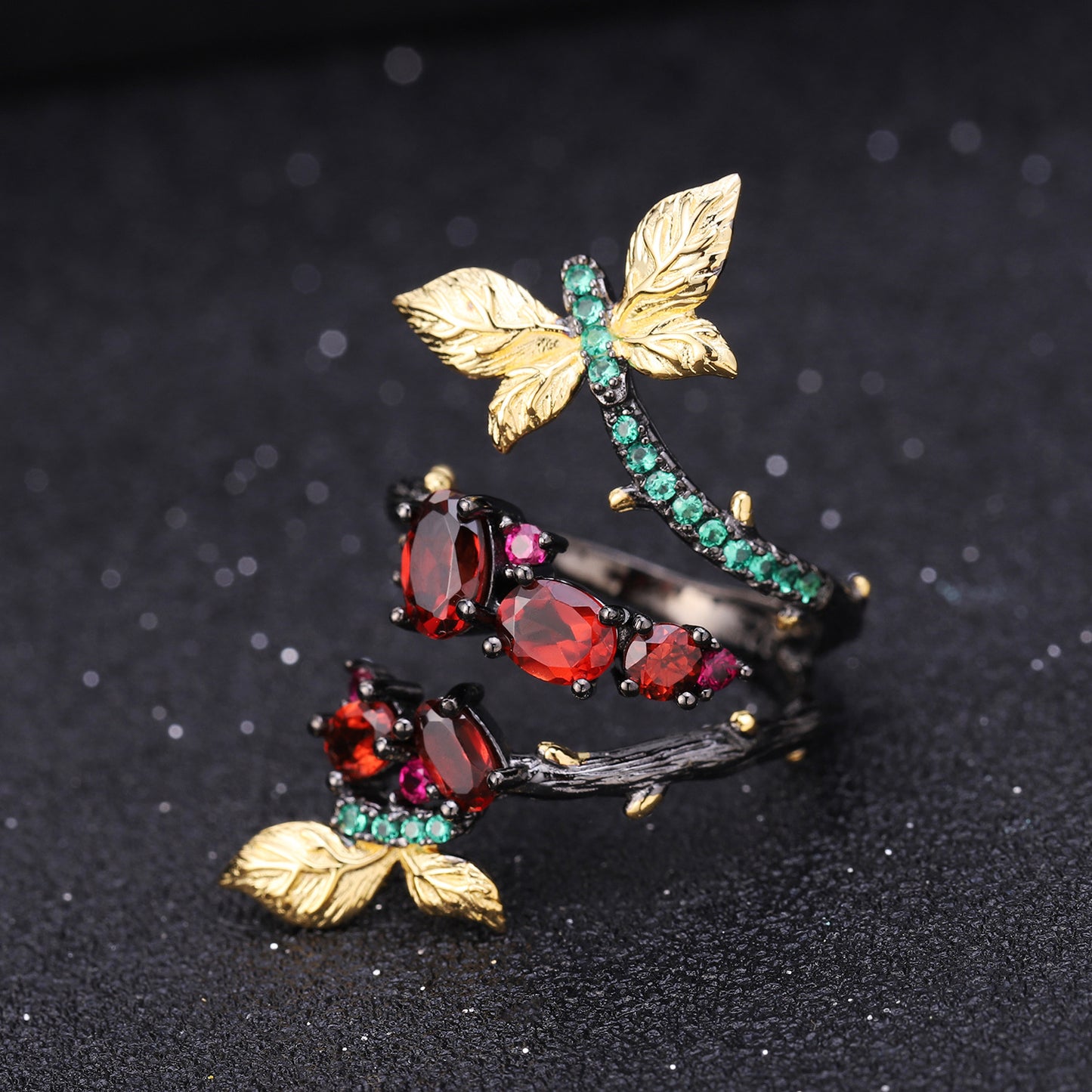 Secret Garden Series Designer Ring Natural Style Butterfly Design s925Silver Natural Amethyst Ring