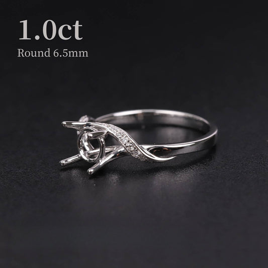 Simple and Elegant Full Body9/10/14/18k Gold Ring Setting14-Claw Twist Arm Micro Pave Wedding Diamond Ring for Women