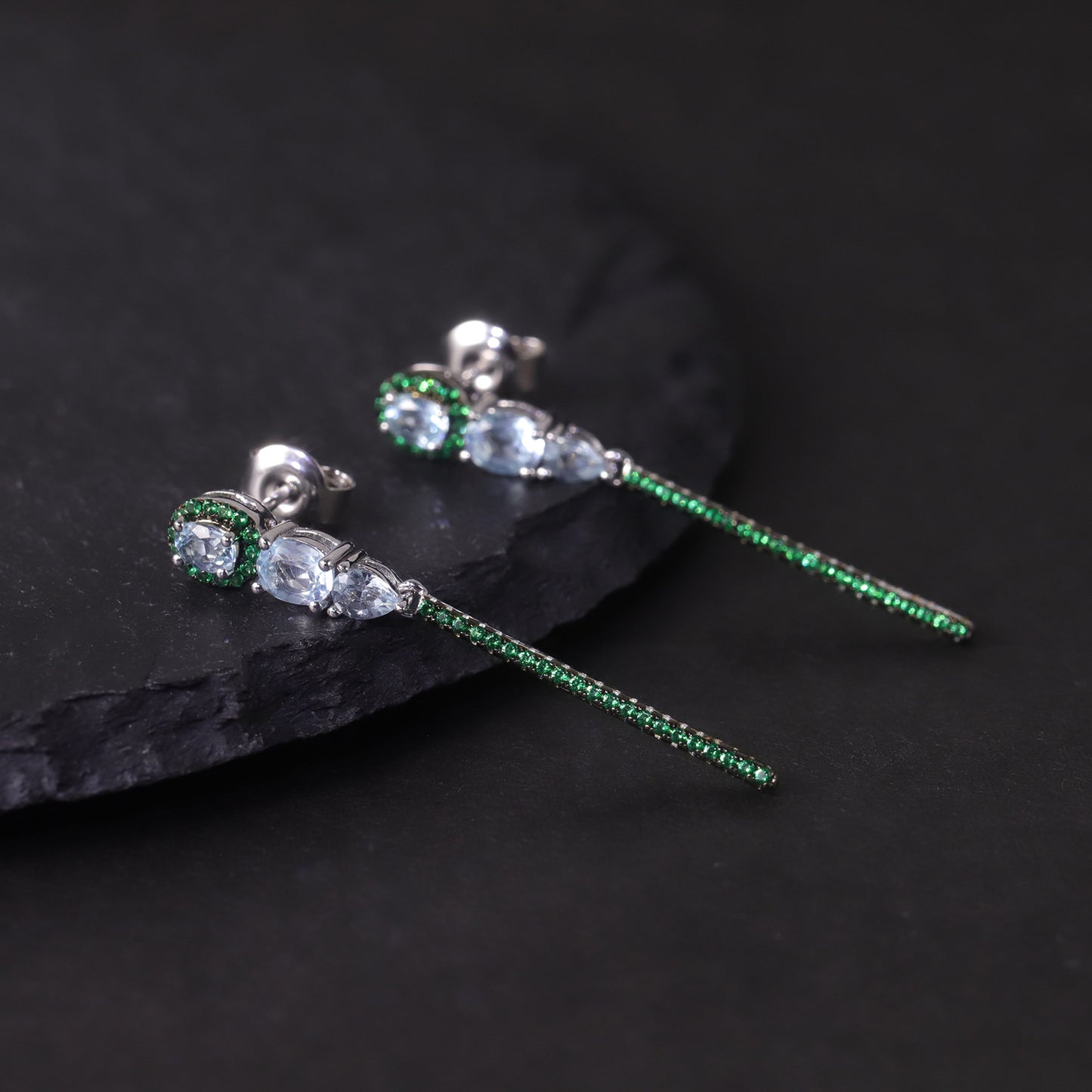 Wind Dragonfly Natural Topaz Earrings s925Sterling Silver Cluster Amethyst Colorful Gemstone Earrings Medium Length