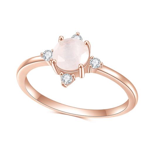 Jewelry S925Sterling Silver Inlaid Natural Moonstone Ring Fashionable Minimalist Luxury Rose Gold Ring