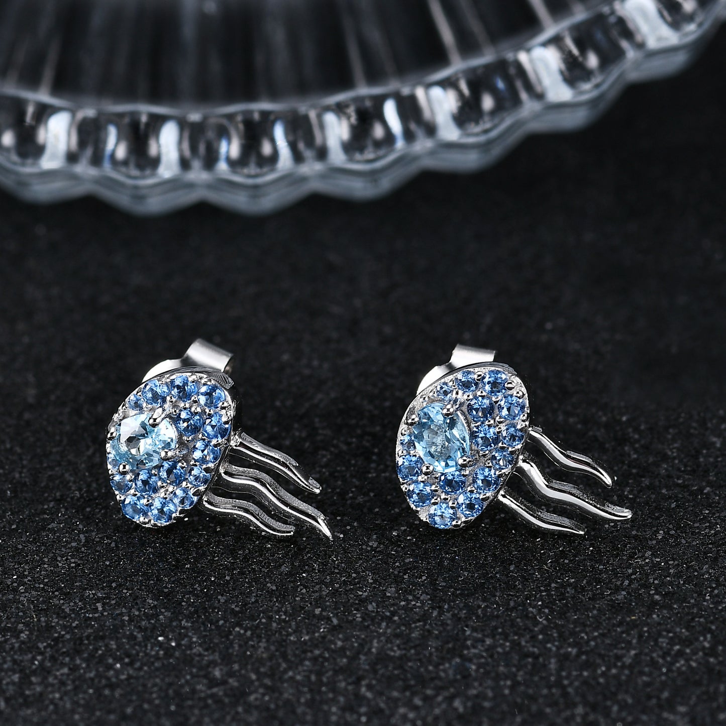 Luxury Designer Jellyfish Shaped Earrings s925Sterling Silver Inlaid Topaz Natural Gemstone Fashion Earrings
