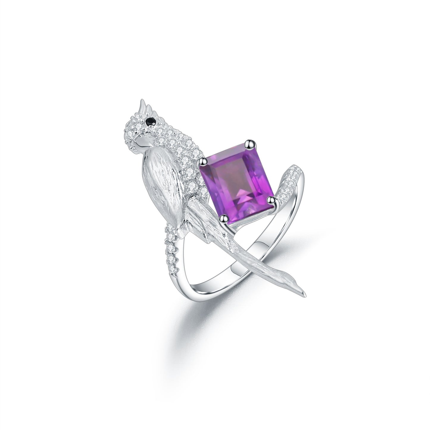 Designer High-End Natural Gemstone Jewelry Set Bird Design925Silver Ring Earrings Pendant