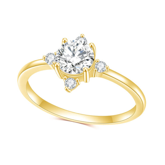 Jewelry S925Sterling Silver Inlaid5A Zircon Ring Fashionable Minimalist Light Luxury Elegant Plated14k Gold ring