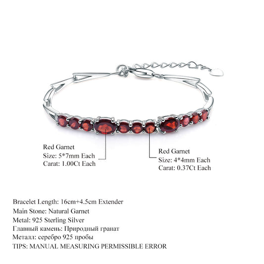 Factory Direct Supply New Design Natural Garnet Bracelet Fashionable Natural Gemstones s925Silver bracelet