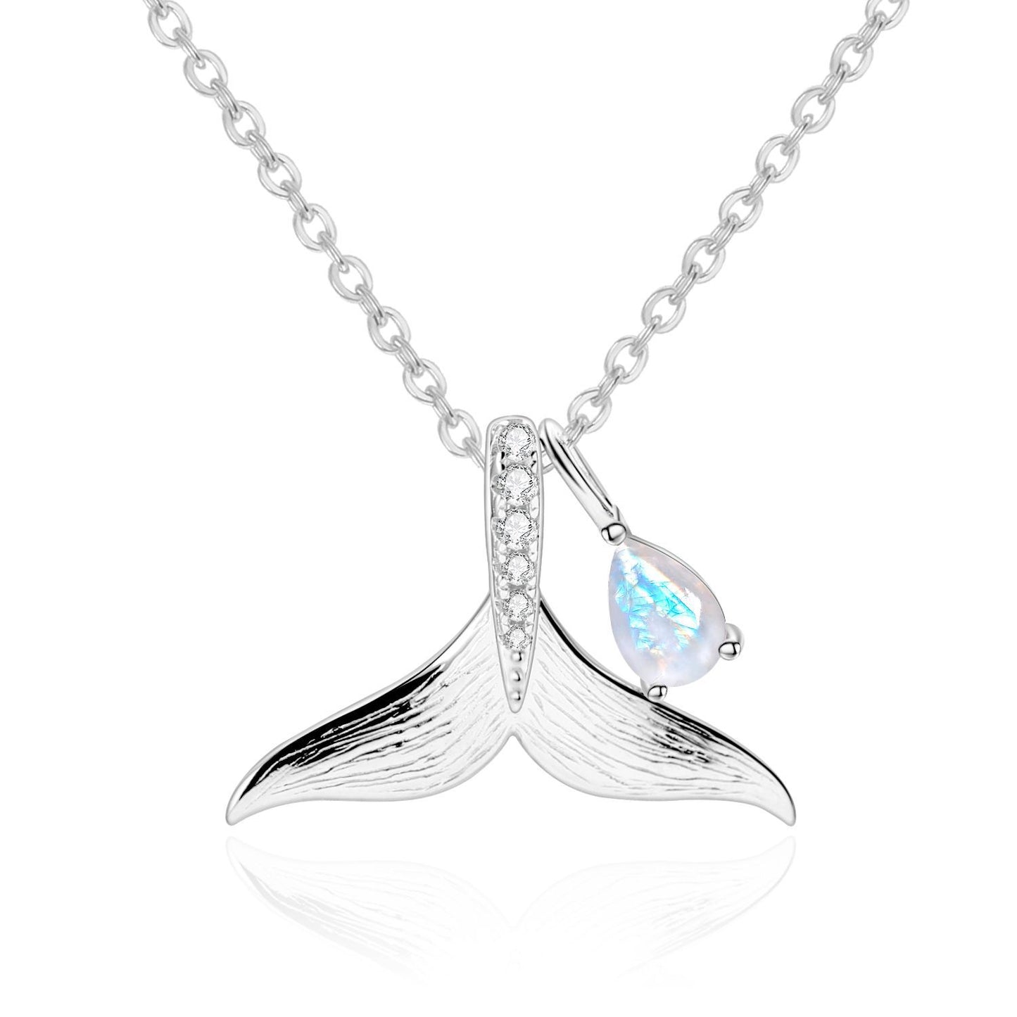 Designer High-Grade Gem Pendant Whale Tail Design s925Sterling Silver Natural Topaz Necklace Pendant