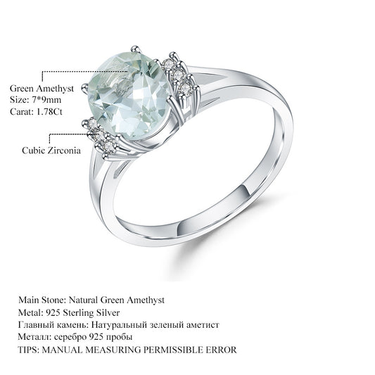 Manufacturer In-Stock Gemstone Silver Ring for Women Vintage Inlaid with Natural Stone s925Silver Crystal Ring