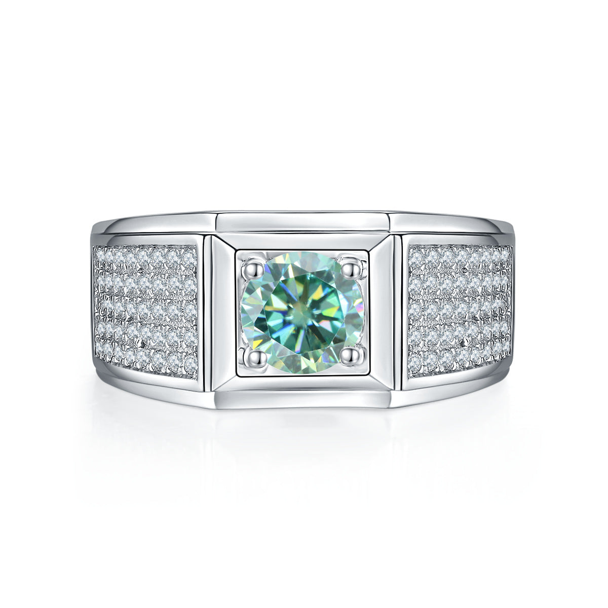 Luxurious Cluster Setting1Carat Moissanite Men's Ring Set GRA Certificate Luxury s925Silver Inlaid Gemstone Men's Ring
