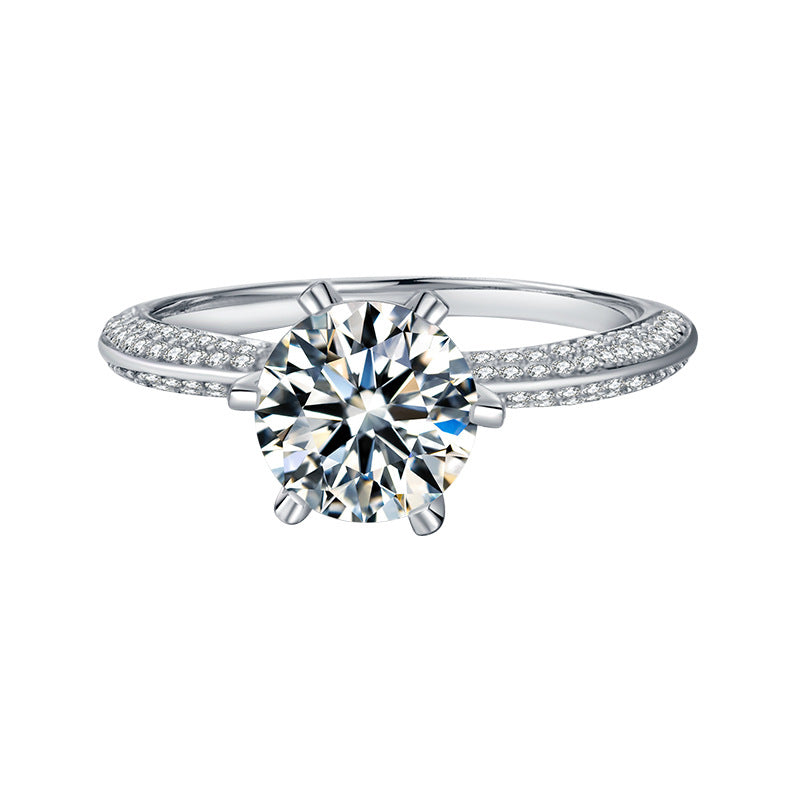 GRA Certificate Moissanite2ct3Carat Ring Light Luxury925Silver Half Wall Jiangshan Large Carat Moissanite Gemstone Ring