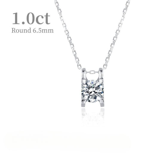 1Carat Moissanite Pendant Minimalist Style Versatile Full Body9/10/14/18k White Gold Rose Gold Yellow Gold Necklace