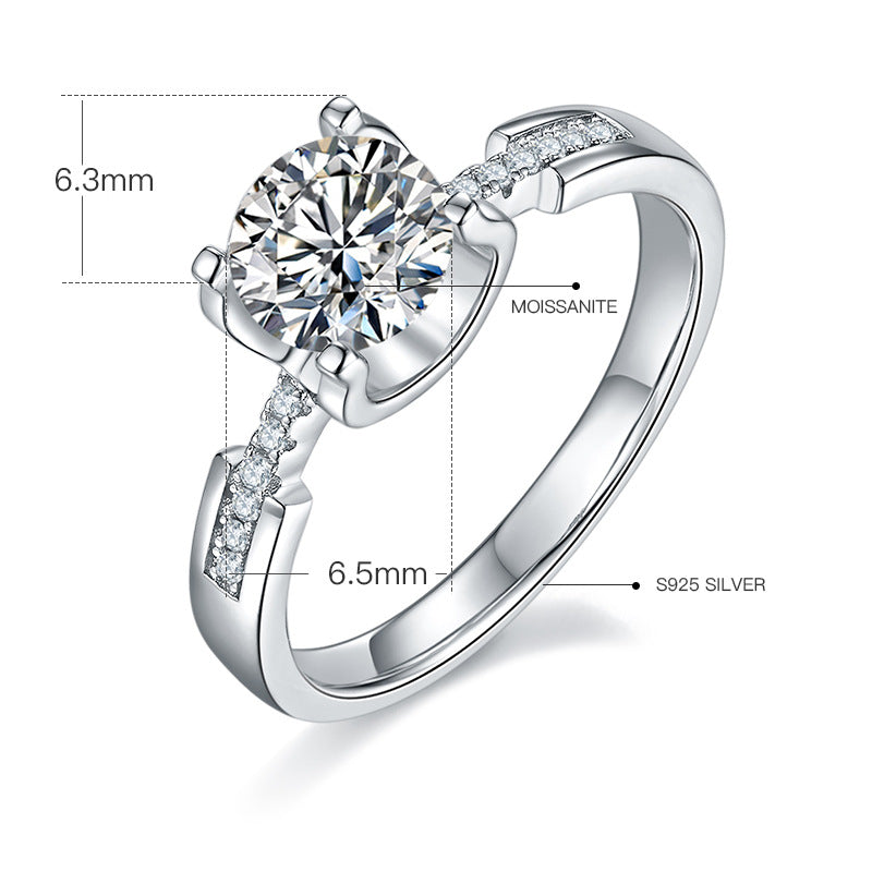 Straight Arm Micro-Inlaid Bull Head Small Waist Moissanite Ring for Women Fashionable Design s925Silver1Carat Moissanite Ring