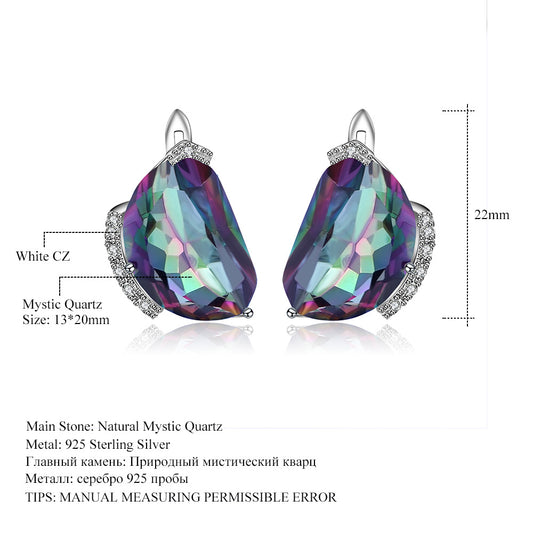 Fashion New Colored Gems Inlaid Ear Studs Earrings Personality s925Silver Earrings Colorful Crystal Gem Earrings