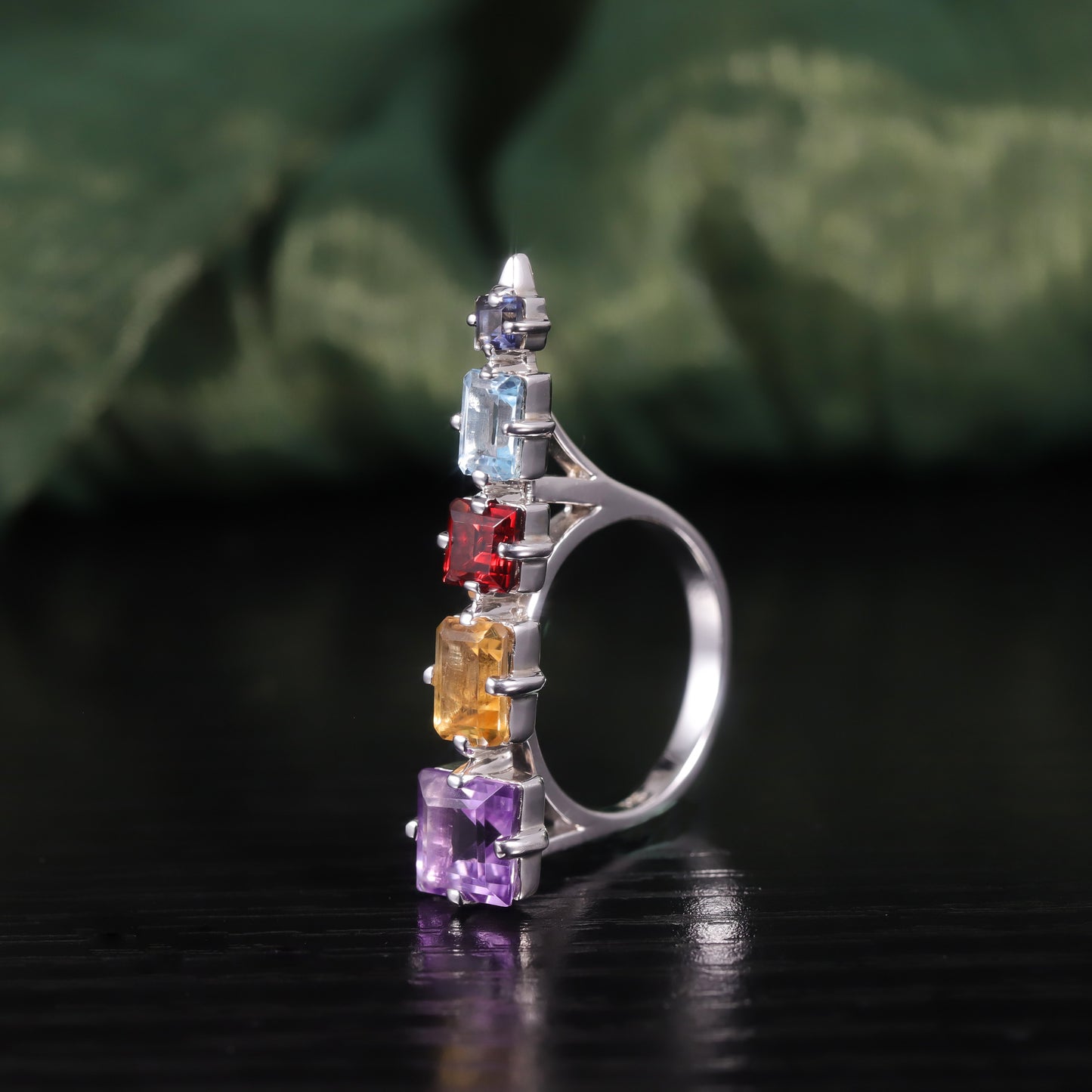 Unique Personality Natural Topaz Ring New Style s925Sterling Silver Inlaid Colorful Gemstone Crystal Ring for Women